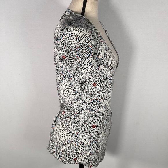 Bobeau Kaleidoscope Wrap V-Neck Blouse Multicolor Women's Size Small NWT - Picture 2 of 9